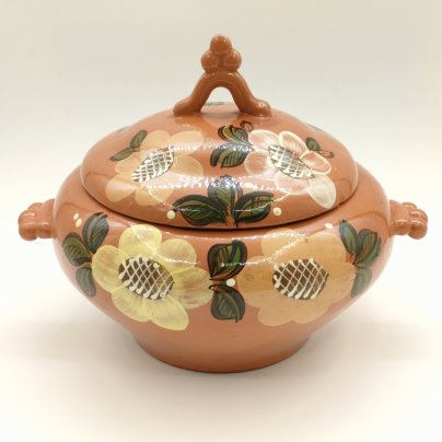 Супница (горшочек для запекания) с цветочным декором