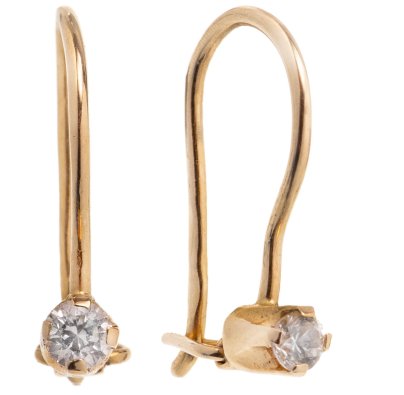 Серьги с дугообразной застежкой, золото 585 пр., Россия, 2010 г.