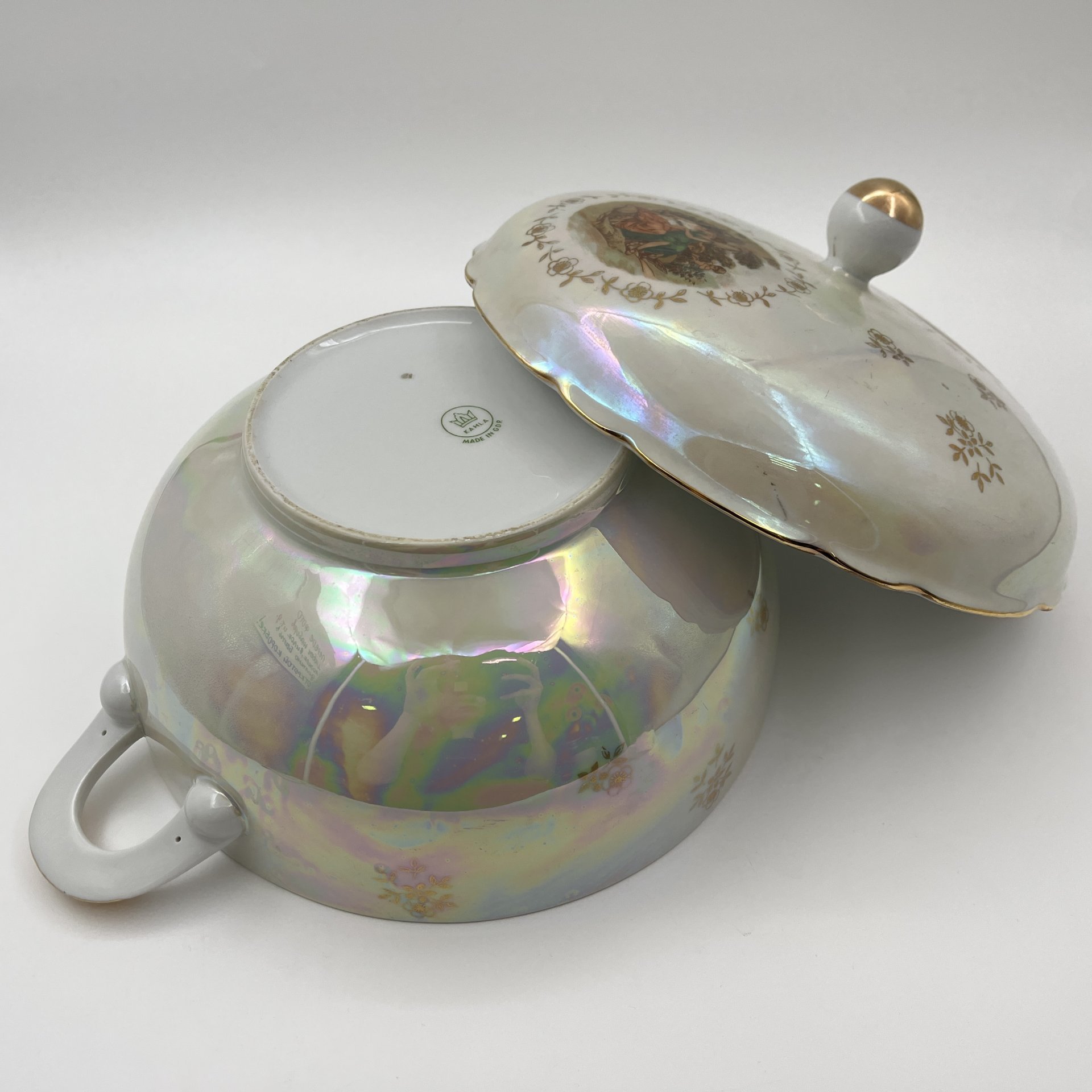 Супница "Мадонна", фарфор, деколь, люстр, золочение, Kahla, ГДР, 1968-1987 гг.