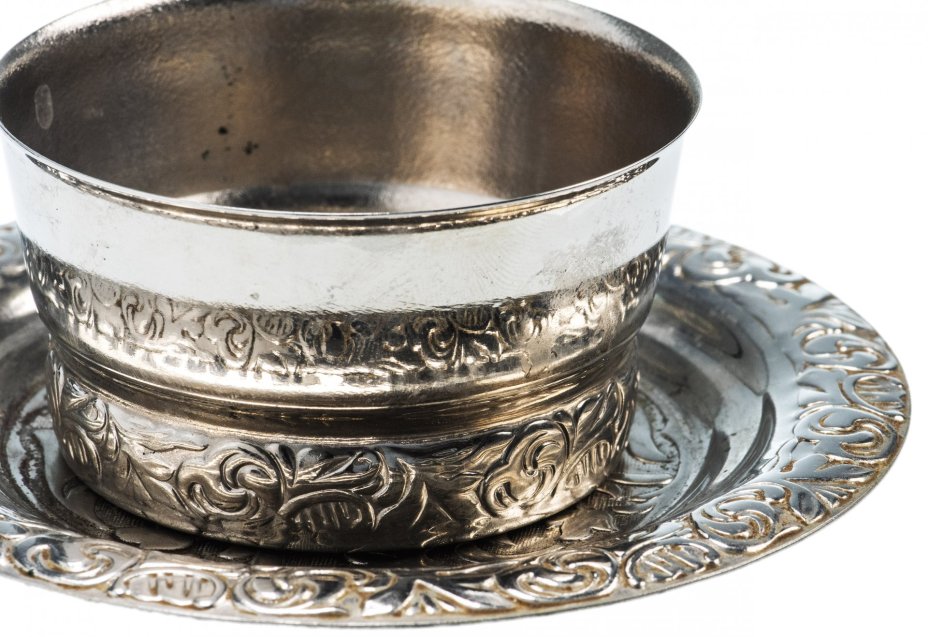 Подстаканник с блюдцем, мельхиор, СССР, 1950-1970 гг.
