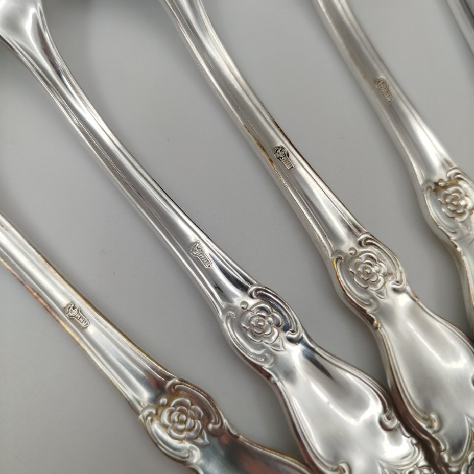 Набор десертных ложек "Серебряная роза" на 6 персон