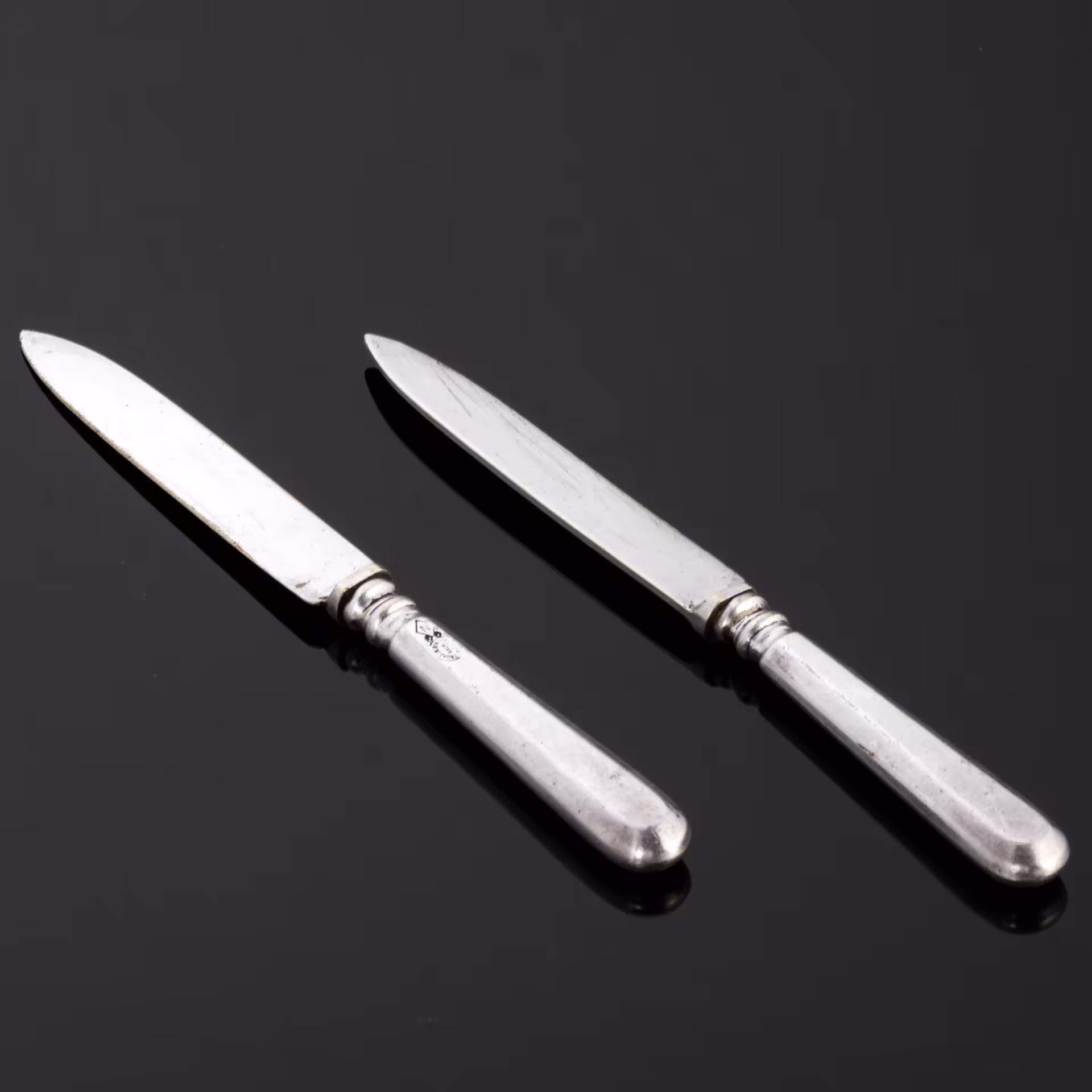 Ножи для фруктов (2 шт.), металл, гальваническое серебрение, Verit N.B.W. (Норблин, братья Бух и Т. Вернер), Российская империя, 1893-1896 гг., Verit N.B.W. (Норблин