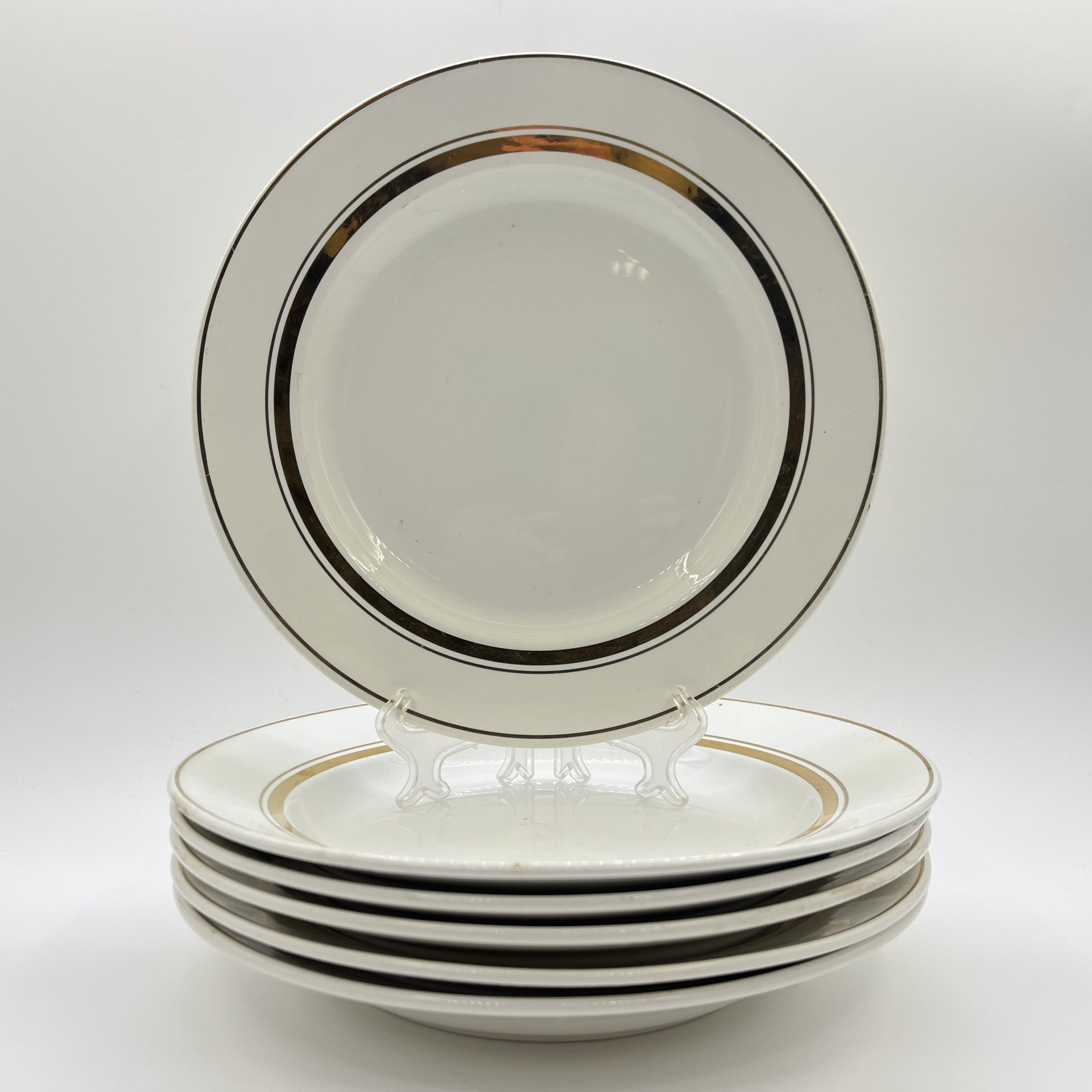 Набор из 6-ти обеденных тарелок (в подборе), фаянс, золочение, Конаковский фаянсовый завод им. М.И. Калинина (ЗиК Конаково), Россия, 2007 г.