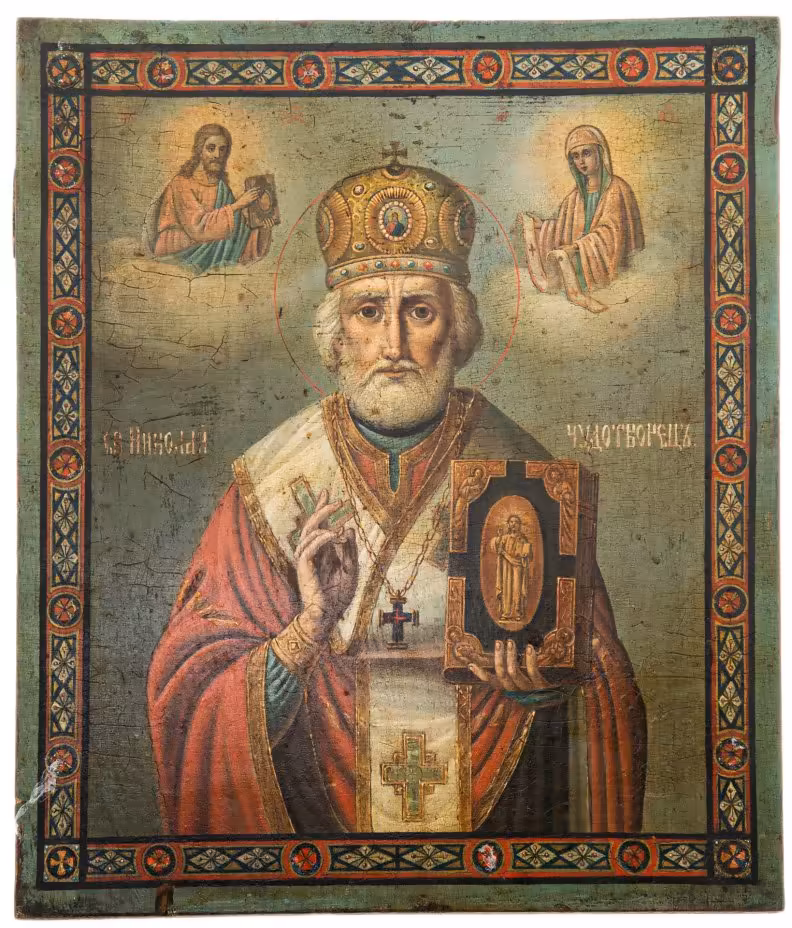 Икона "Николай Чудотворец", дерево, масло, темпера, Российская Империя, 1890-1910 гг.