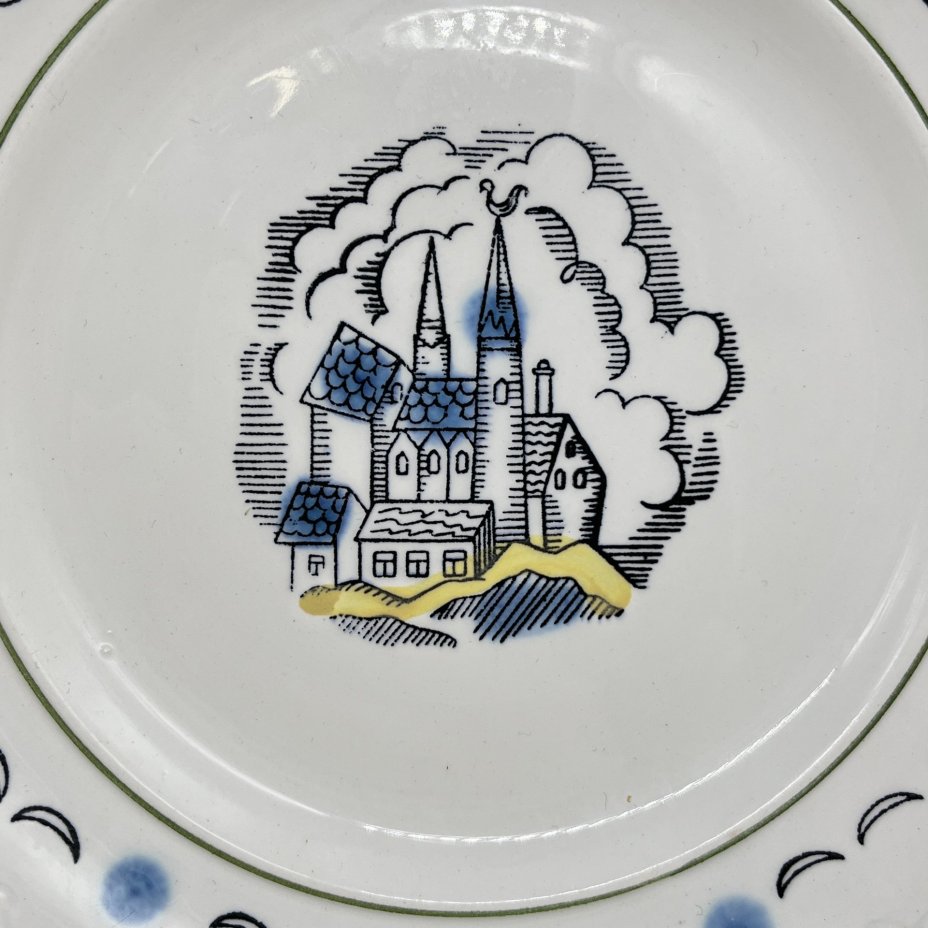 Тарелки десертные (6 шт.) "Замок", фаянс, деколь, Конаковский фаянсовый завод им. М.И. Калинина (ЗиК Конаково), СССР, 1960-1990 гг., Конаковский фаянсовый завод им. М.И. Калинина (ЗиК Конаково)
