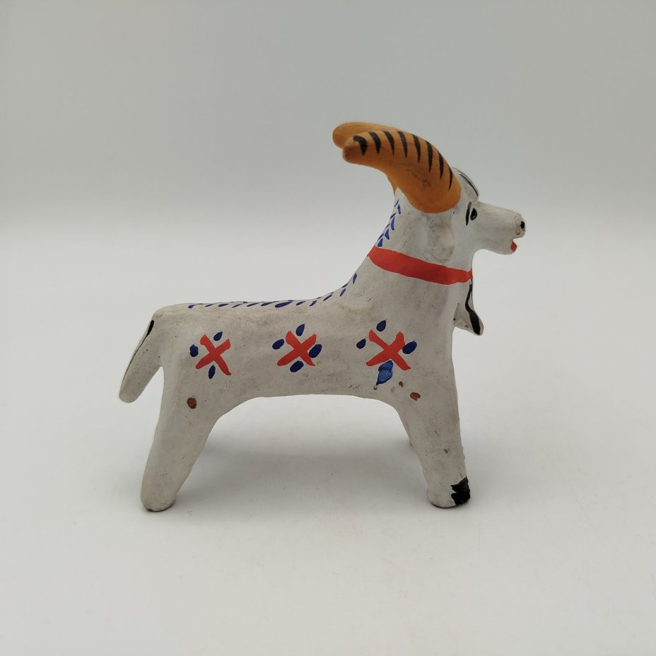 Игрушка "Козёл", керамика, роспись, Каргопольская игрушка, СССР, 1980-2000 гг.
