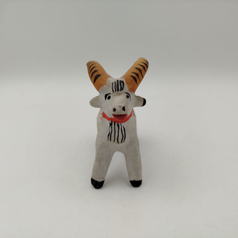 Игрушка "Козёл", керамика, роспись, Каргопольская игрушка, СССР, 1980-2000 гг., Каргопольская игрушка