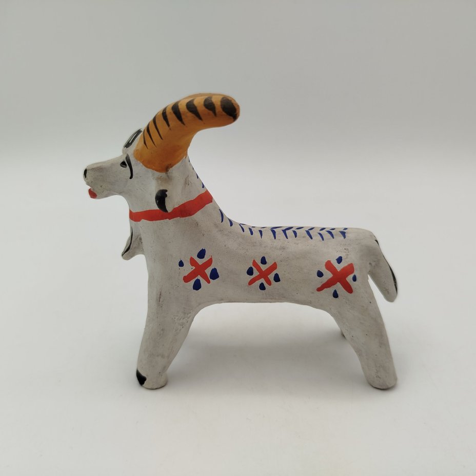 Игрушка "Козёл", керамика, роспись, Каргопольская игрушка, СССР, 1980-2000 гг., Каргопольская игрушка