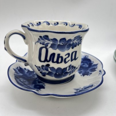 Чайная пара "Ольга" (подбор), фарфор, роспись, Россия, 1990-2010 гг.