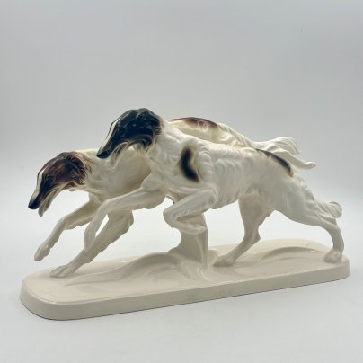 Статуэтка "Гончие", фаянс, аэрография, Hertwig & Co., Германия, 1945-1958 гг., Hertwig & Co.