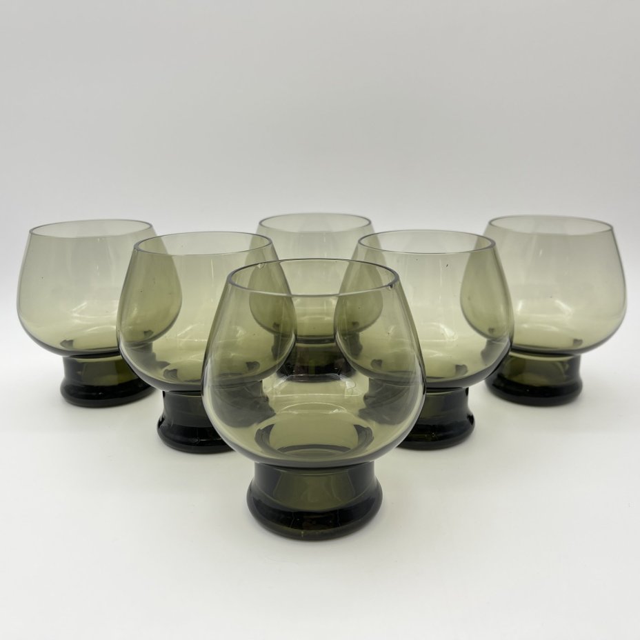 Набор из 6-ти бокалов дымчатого оттенка, цветное стекло, ГДР, 1960-1980 гг.