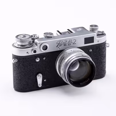 Фотоаппарат "ФЭД-2" с объективом "Юпитер-3", металлический сплав, стекло, Харьковский машиностроительный завод «ФЭД», СССР, 1955-1970 гг.