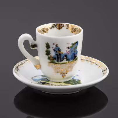 Миниатюра чайная пара, мануфактура "Decoration d'Artiste", Decoration d'Artiste