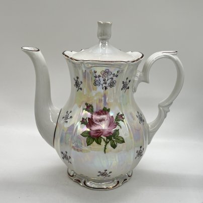 Кофейник с цветочным декором (крышка в подборе), фарфор, люстр, деколь, Kahla, ГДР, 1957-1964 гг.