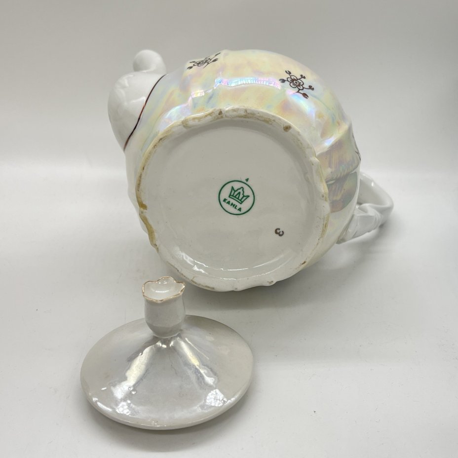 Кофейник с цветочным декором (крышка в подборе), фарфор, люстр, деколь, Kahla, ГДР, 1957-1964 гг.