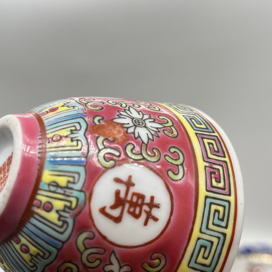 Набор для чаепития из чайника, пиалы и блюдца с расписным декором