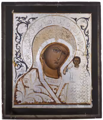 Икона "Казанская Божья Матерь" , дерево, темпера, Российская Империя, 1850-1900 гг.