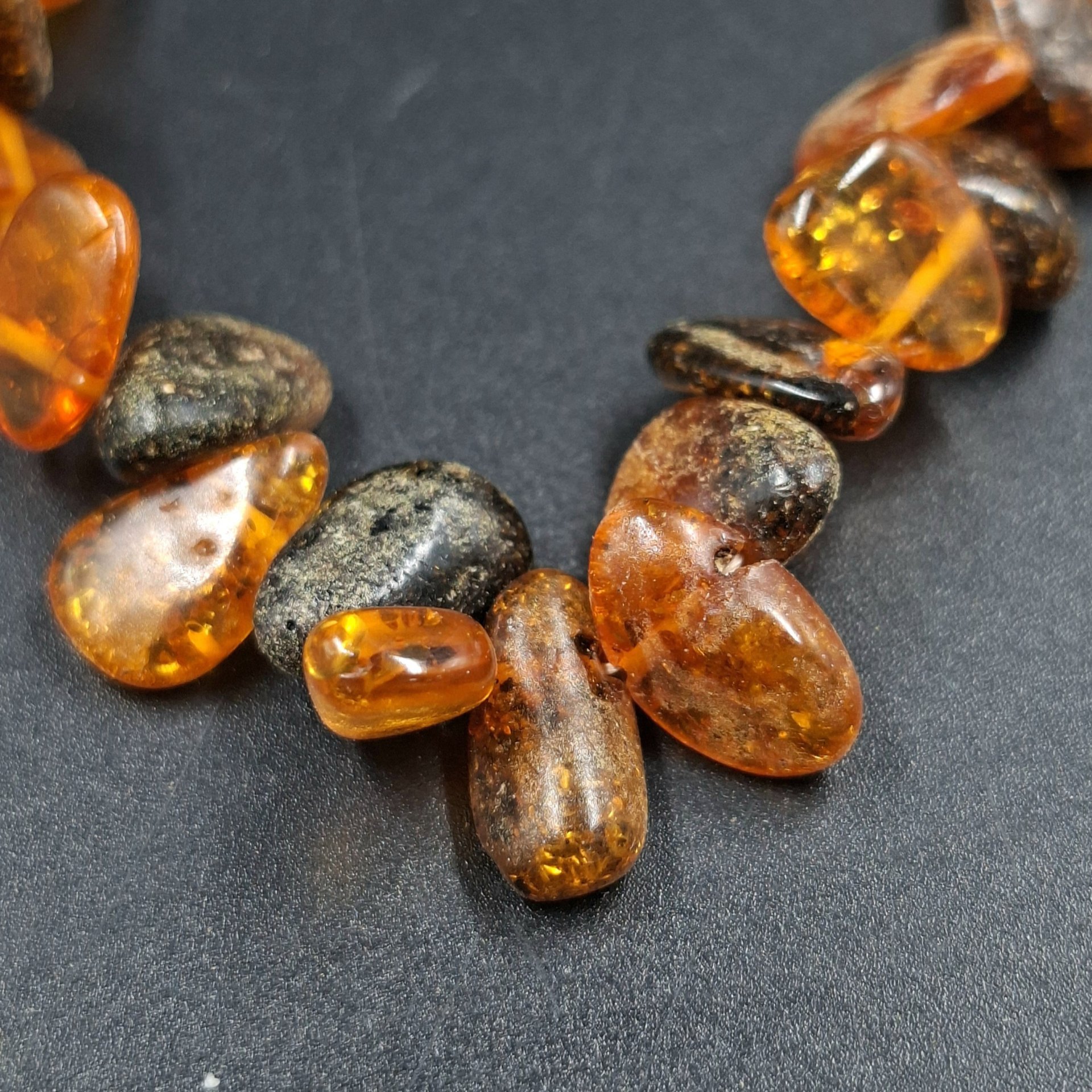 Бусы винтажные с бусинами различных форм, янтарь, СССР, 1970-1990 гг.