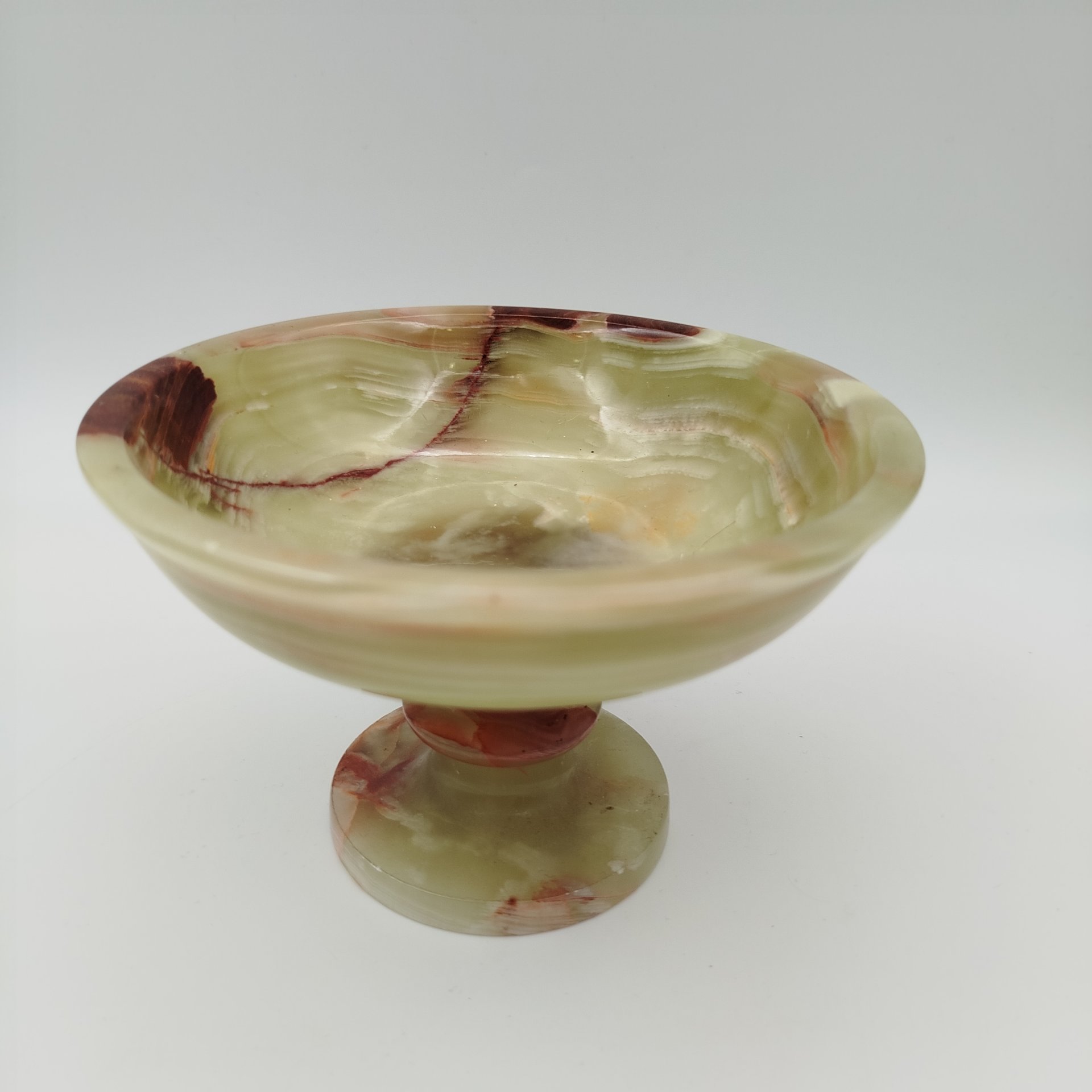 Ваза (конфетница) на ножке, натуральный камень (оникс), резьба, Азия