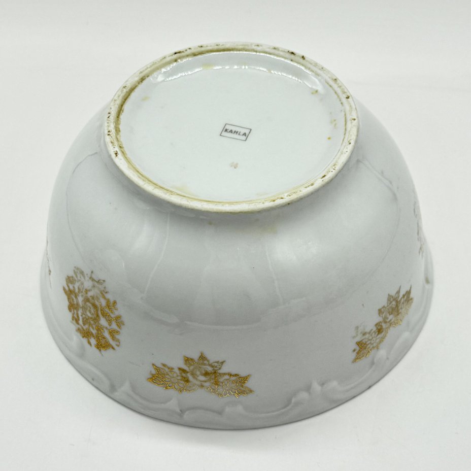 Пиала (салатник) с флоральным декором, фарфор, золочение, рельеф, Kahla, ГДР, 1960-1980 гг., Kahla