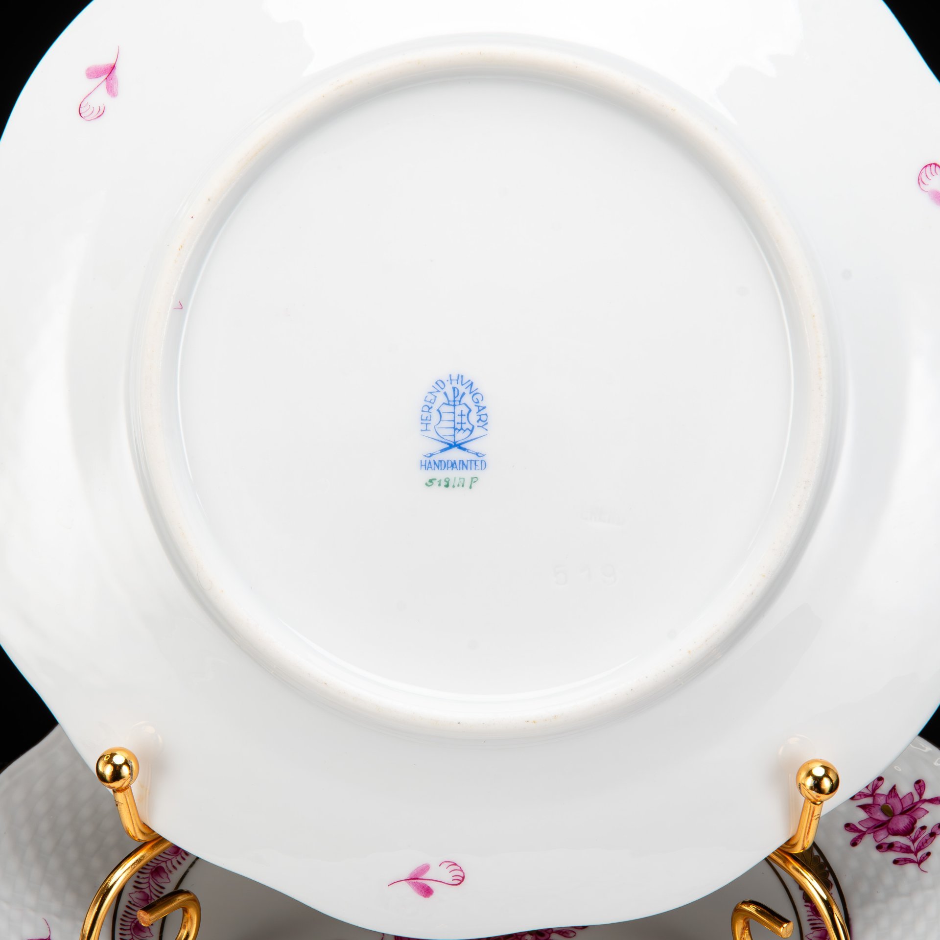 Набор десертных тарелок на 5 персон, выполненных в фирменном дизайне "Chinese Bouquet/Apponyi Purpur", Herend (Херенд)