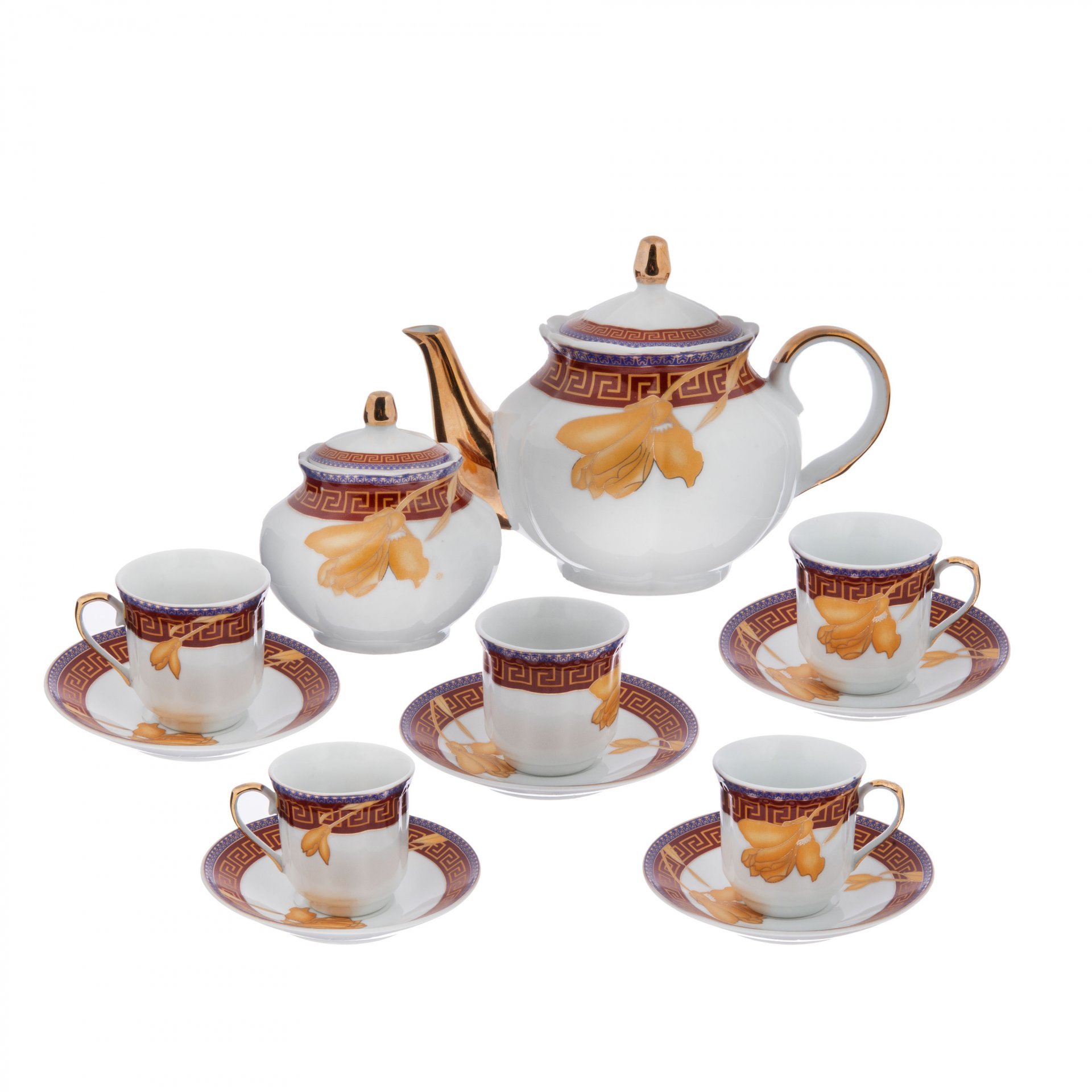 Кофейный сервиз с меандром и ирисами на 6 персон, Arti-M