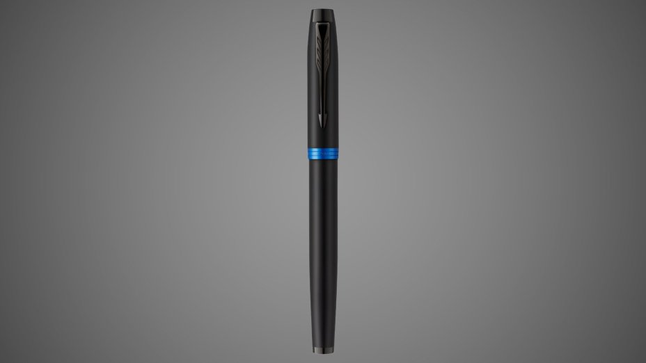 Перьевая ручка Parker IM Vibrant Rings Flame Blue, перо:F/M , цвет чернил: blue, в подарочной упаковке., Лаки и смолы: лак, латунь