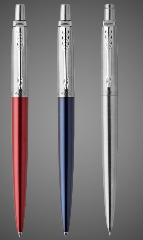 Набор Parker Jotter London Trio: гелевая ручка Red CT + шариковая ручка Blue CT + карандаш Stainless Steel CT, Лаки и смолы: лак, нержавеющая сталь