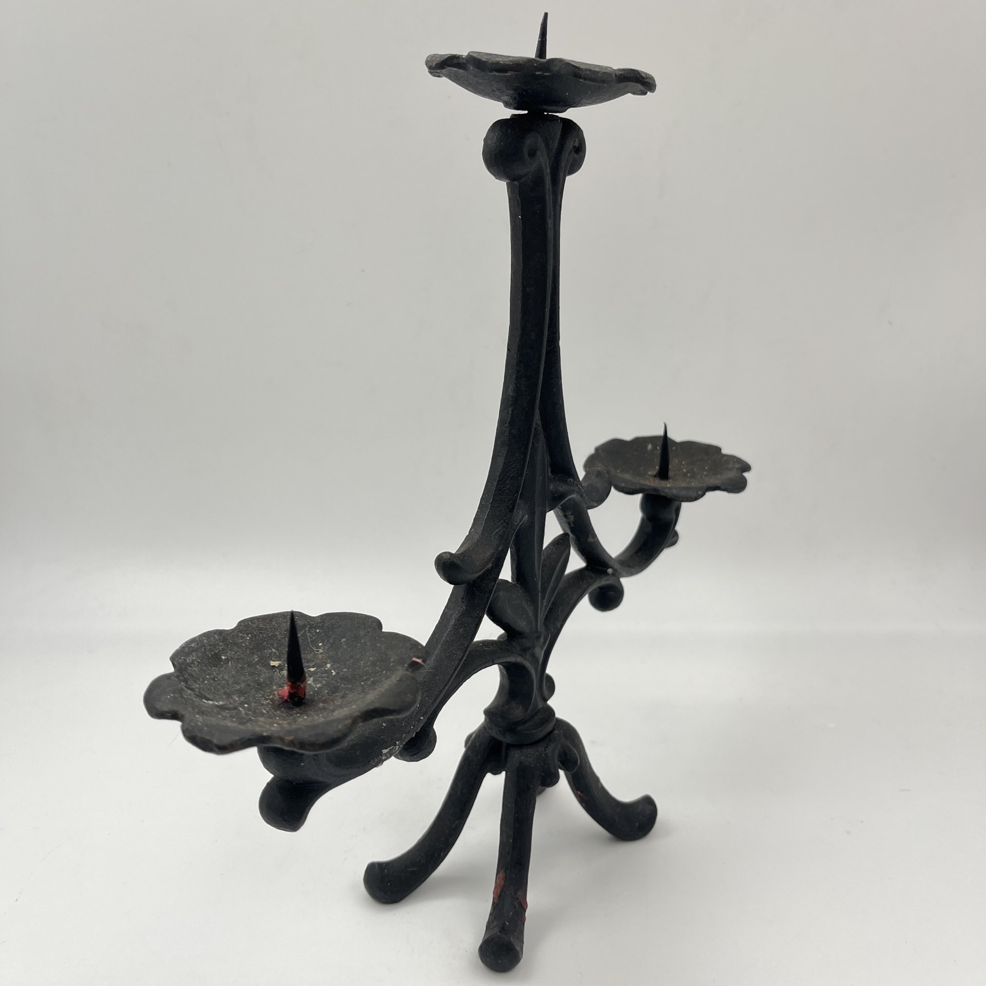 Подсвечник на 3 свечи, чугун, крашение, СССР, 1960-1980 гг.