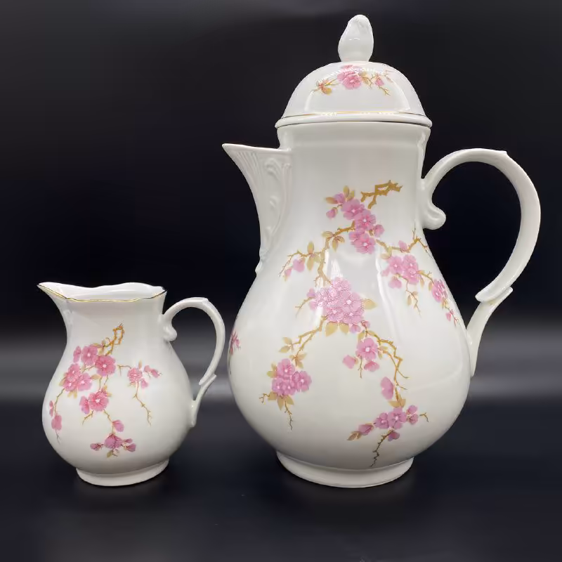 Чайник и молочник, украшенные цветочным орнаментом, Kahla