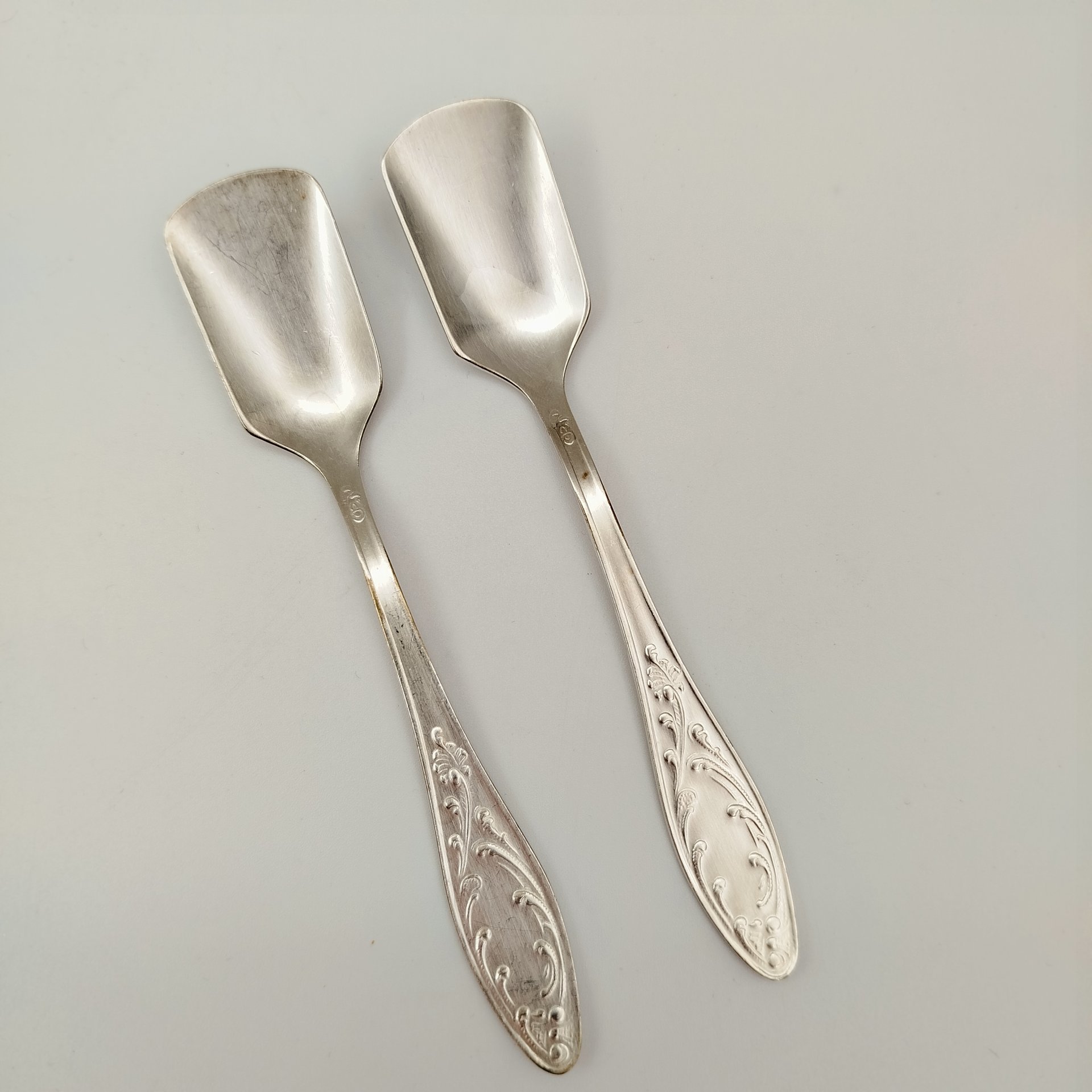 Пара лопаток для сахара "Пламя", мНЦ (медь-никель-цинк), Кольчугинский завод цветных металлов, СССР, 1960-1990 гг.