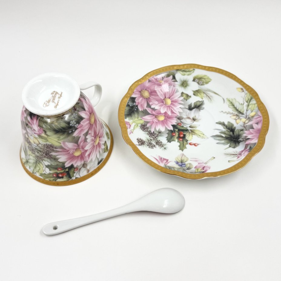 Чайная пара с ложечкой, фарфор, деколь, золочение, Elan Gallery, Elan Gallery