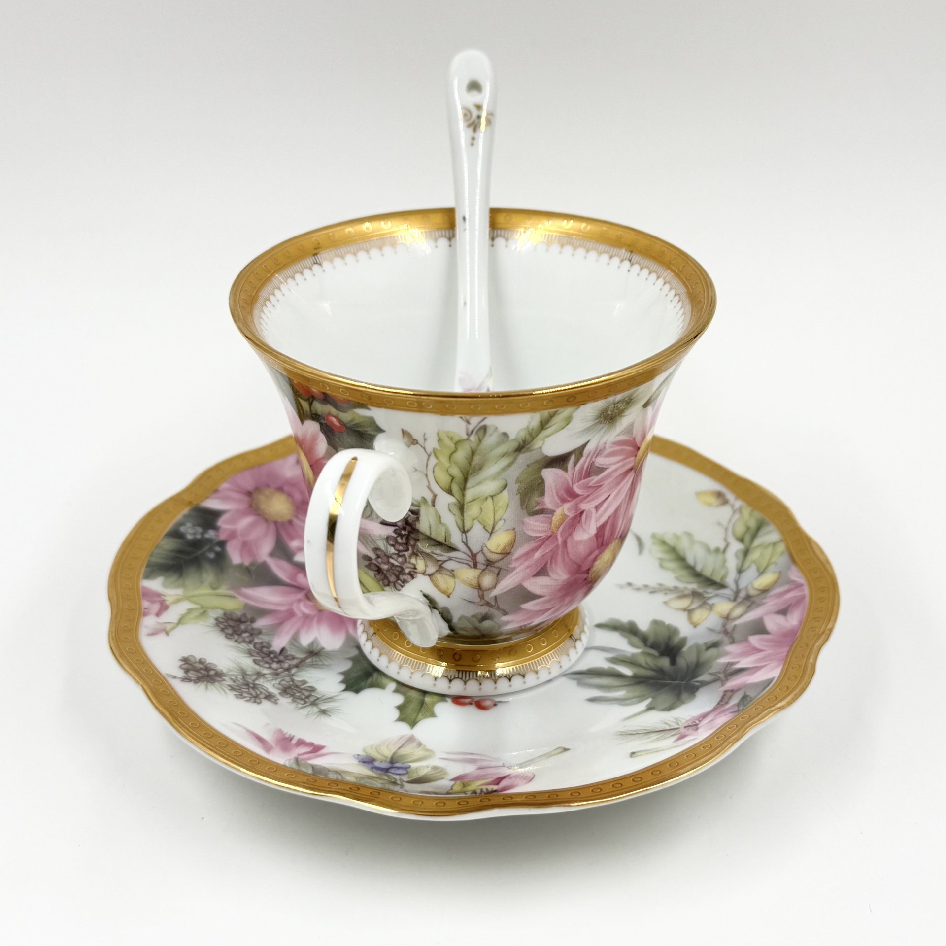 Чайная пара с ложечкой, фарфор, деколь, золочение, Elan Gallery, Elan Gallery