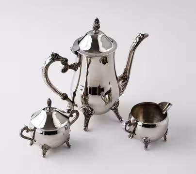 Набор кофейный из 3 предметов (кофейник, молочник и сахарница), металл, серебрение, Западная Европа, 1930-1960 гг.