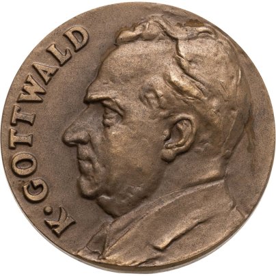 Памятная настольная медаль в честь Клемента Готвальда в оригинальном футляре, томпак