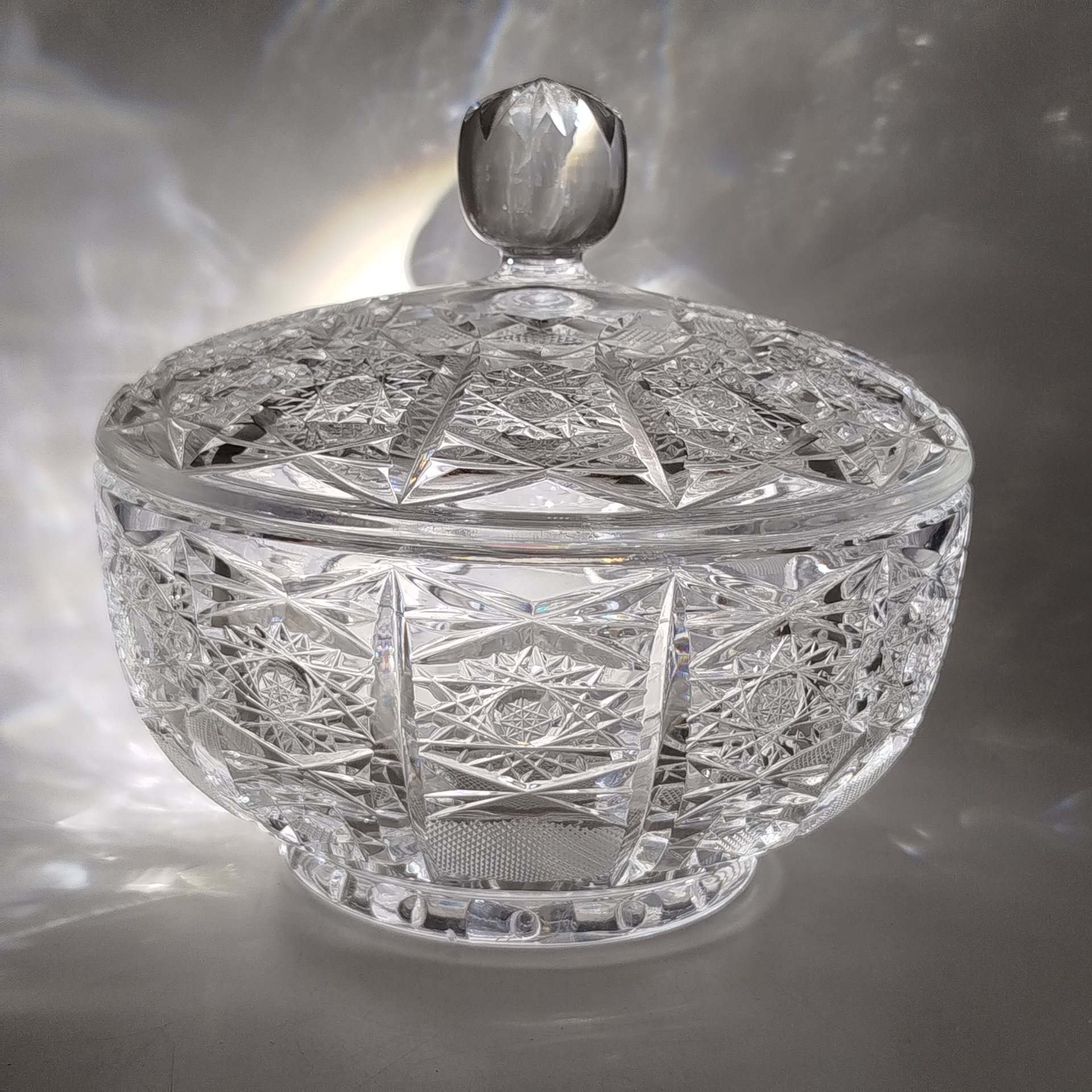 Ваза для десертов (бонбоньерка), хрусталь, алмазная грань, СССР, 1970-1990 гг.