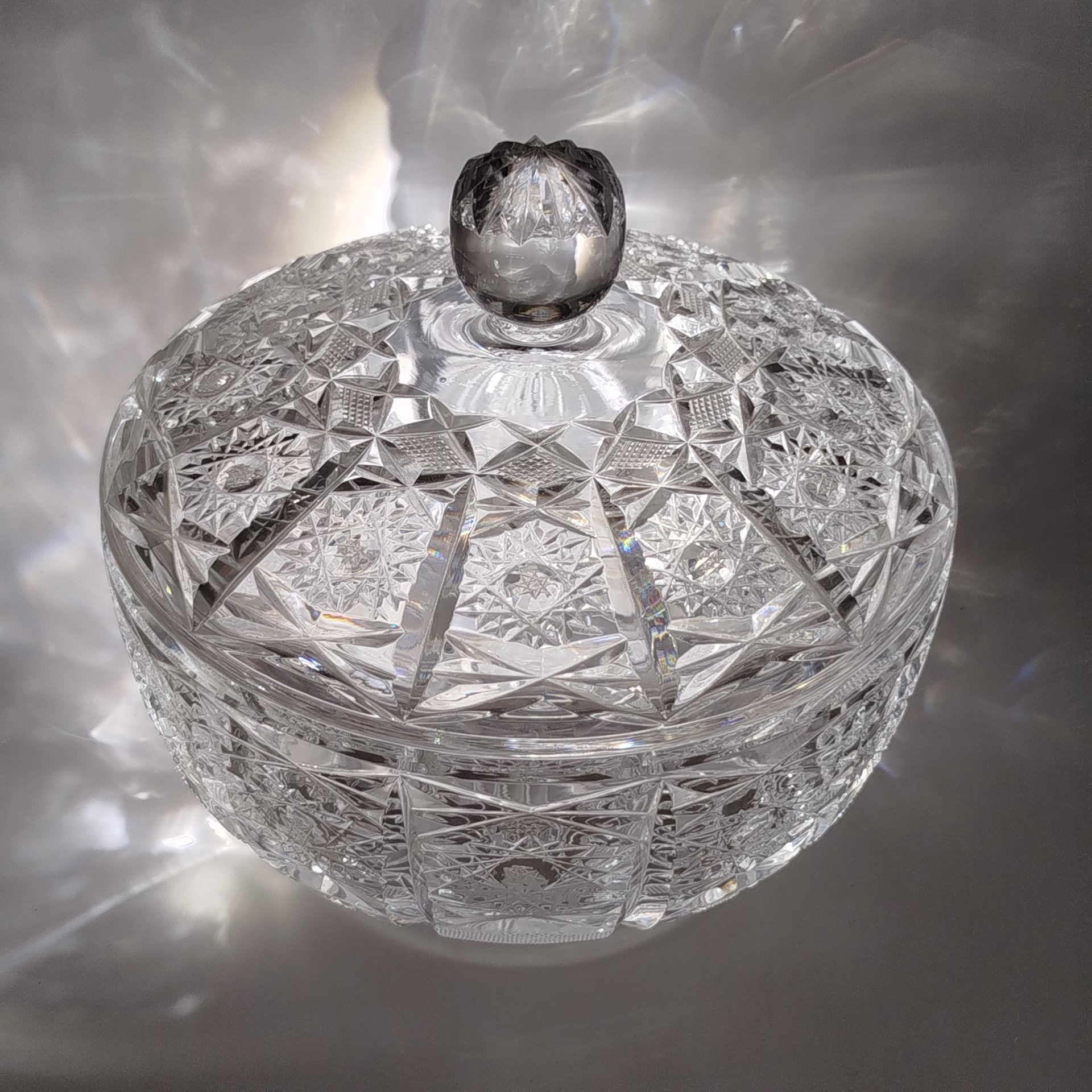 Ваза для десертов (бонбоньерка), хрусталь, алмазная грань, СССР, 1970-1990 гг.