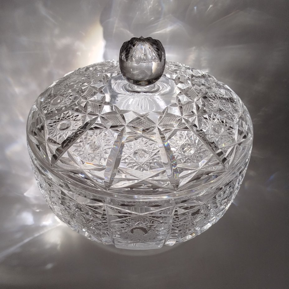 Ваза для десертов (бонбоньерка), хрусталь, алмазная грань, СССР, 1970-1990 гг.