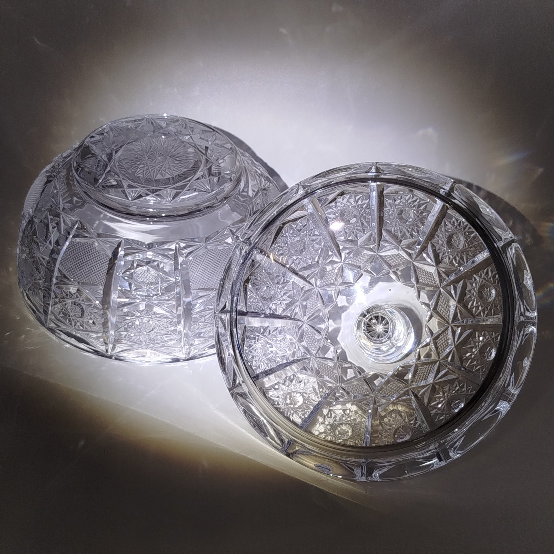 Ваза для десертов (бонбоньерка), хрусталь, алмазная грань, СССР, 1970-1990 гг.