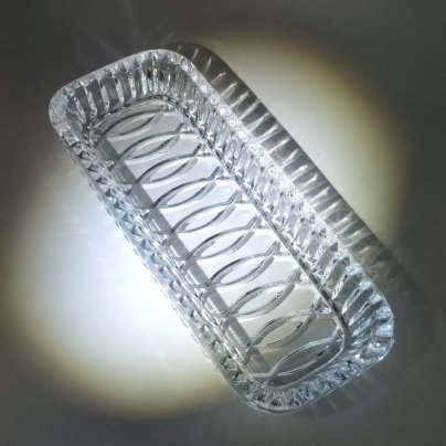 Блюдо сервировочное (селёдочница), автор А.А. Аствацатурьян, хрусталь, матирование, Ленинградский завод художественного стекла (ЛЗХС), СССР, 1970-1990 гг.