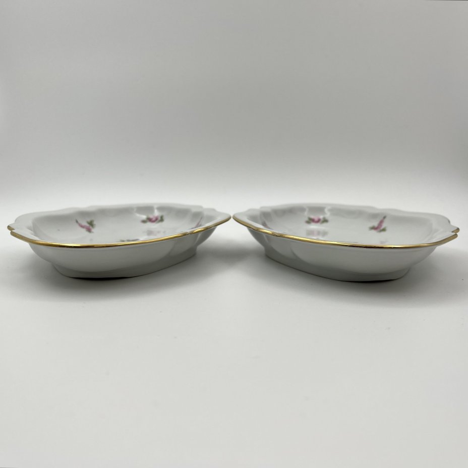 Набор из 2-х сервировочных блюд с цветочным декором, фарфор, деколь, золочение, Bohemia (Neurohlau), Чехословакия, 1970-1990 гг.