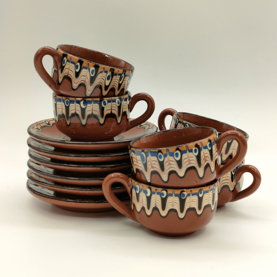 Набор из 6-ти кофейных пар с абстрактным декором