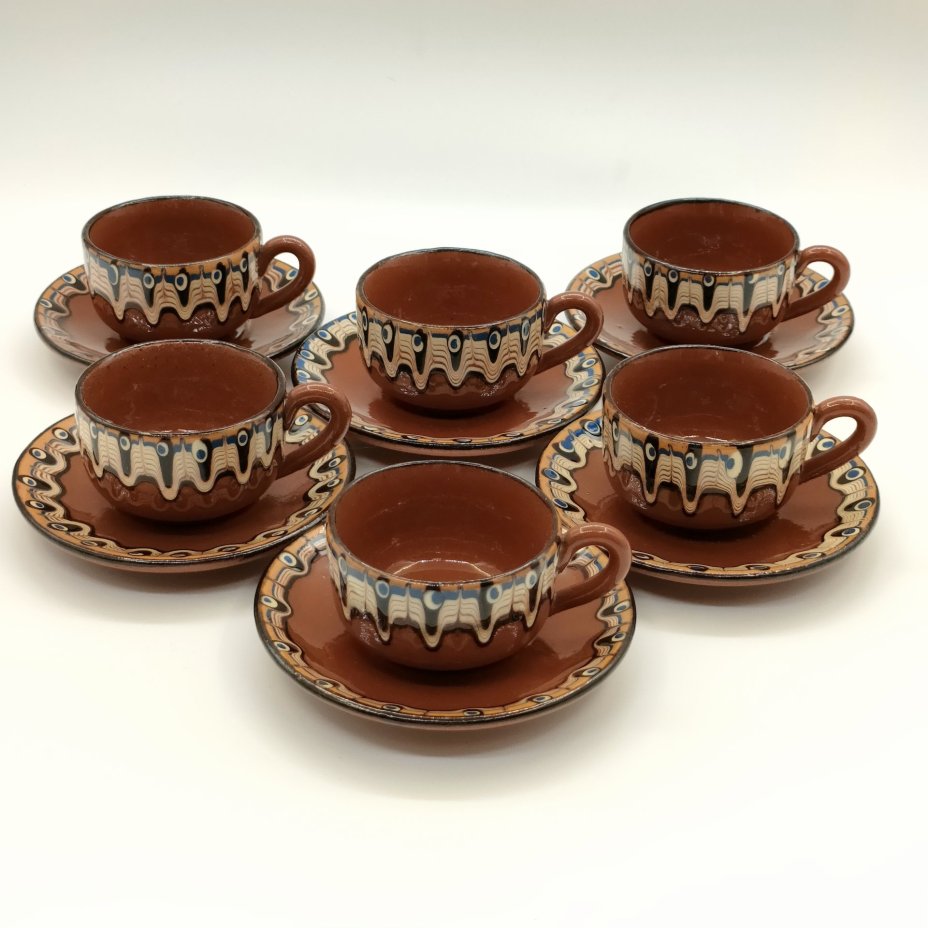 Набор из 6-ти кофейных пар с абстрактным декором