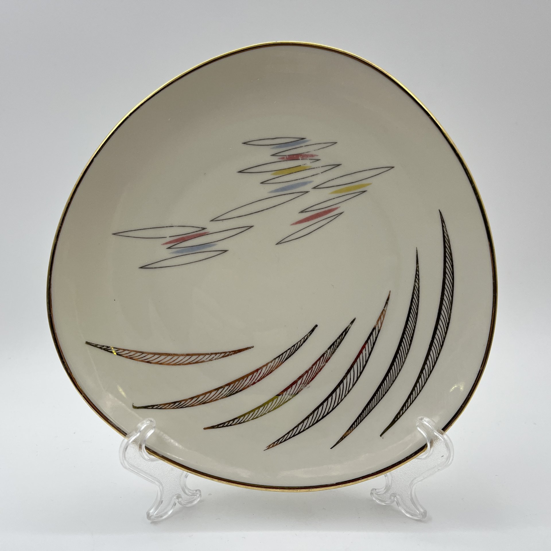 Трио чайное с минималистичным растительным декором, фарфор, деколь, золочение, Gebrüder Winterling, Германия, 1945-1960 гг.