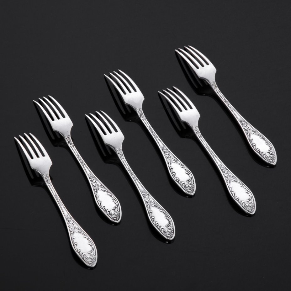 Набор из шести десертных вилок "Пламя", Кольчугинский завод цветных металлов