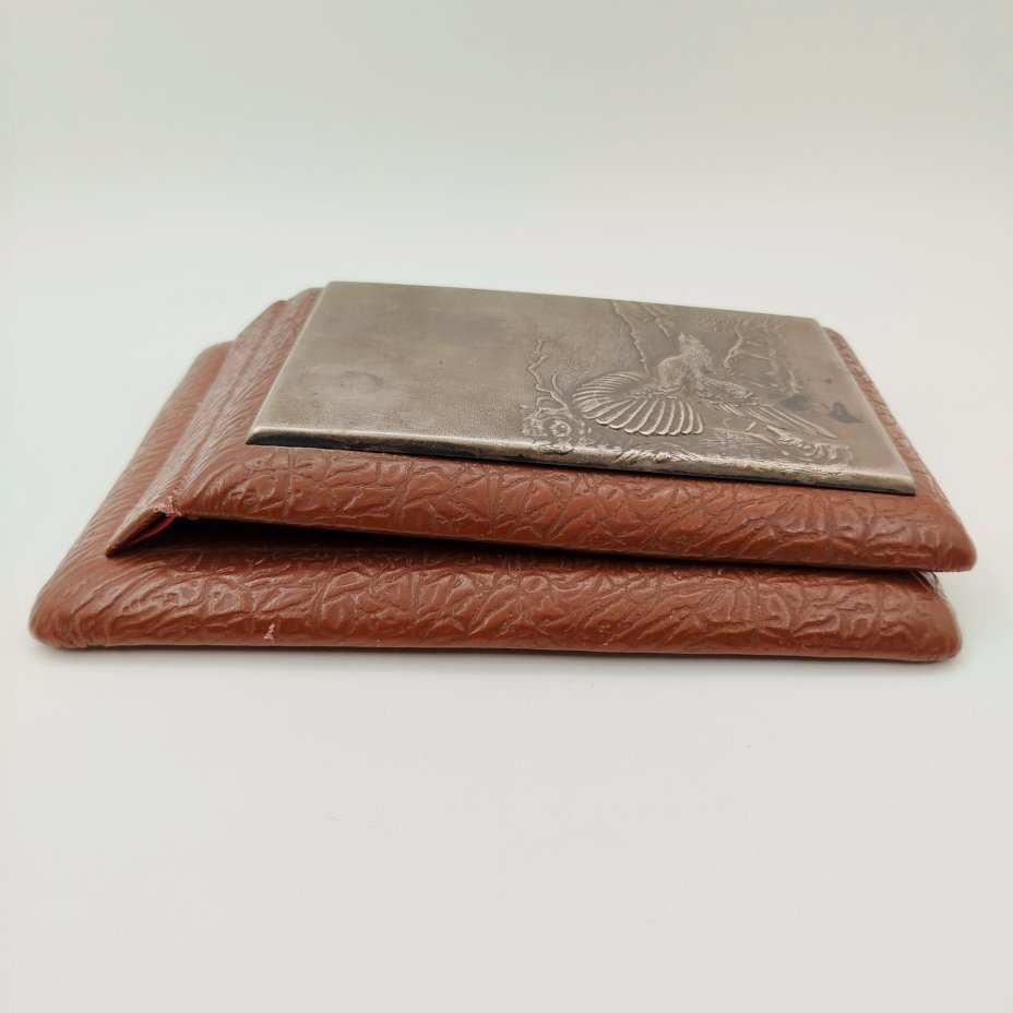 Основа под блокнот отрывной "Глухарь", мельхиор (медь-никель), искусственная кожа, Московский завод ювелирных и металлических изделий (МЮЗ), СССР, 1960-1980 гг.