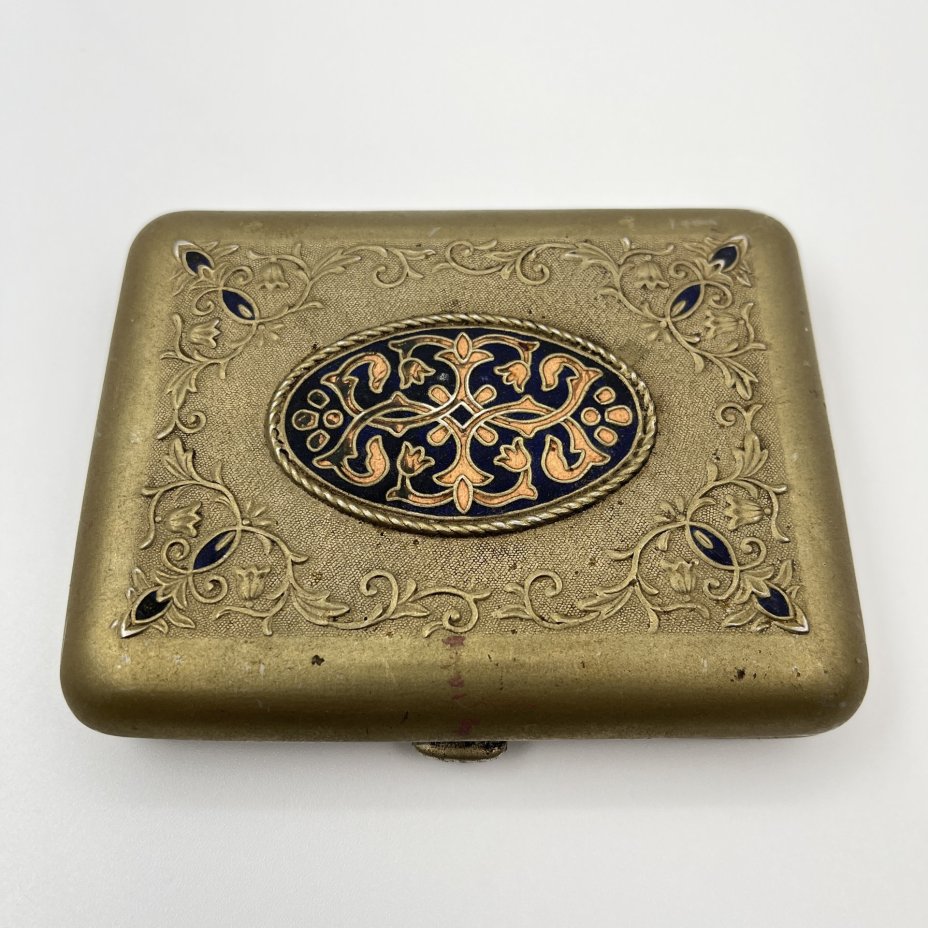 Портсигар с растительным декором, металл, эмаль, Ленэмальер (Ленинградский эмальер), СССР, 1950-1970 гг.