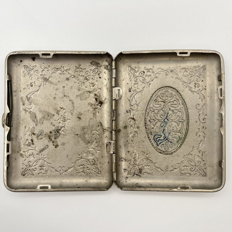 Портсигар с растительным декором, металл, эмаль, Ленэмальер (Ленинградский эмальер), СССР, 1950-1970 гг.