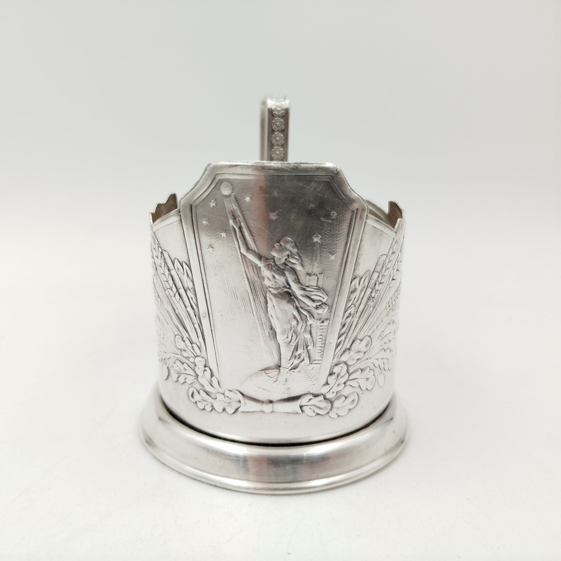 Подстаканник "К звёздам", мельхиор (медь-никель), Мстерская художественная фабрика  «Ювелир», СССР, 1967 г.