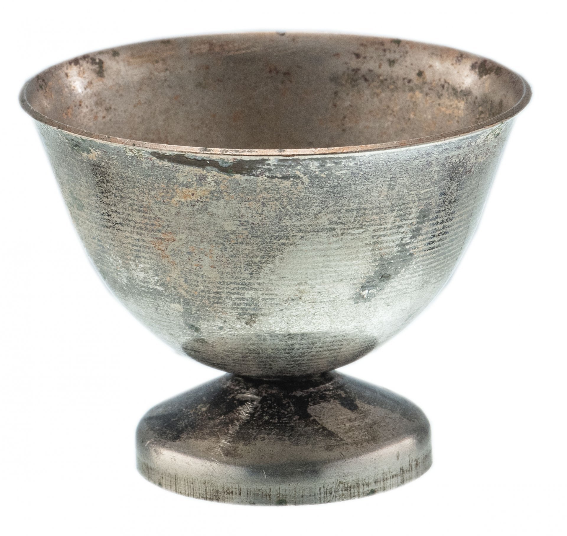 Солонка на круглой ножке, мельхиор, серебрение, СССР, 1960-1980 гг.